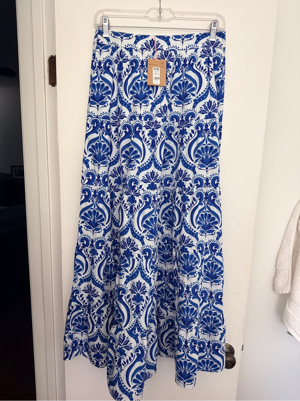 NWT Boden Blue and White Printed Maxi Skirt